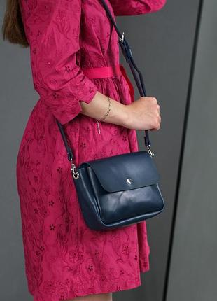 Жіноча шкіряна сумка діана, натуральна шкіра італійський краст, колір синій