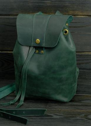 Жіночий шкіряний рюкзак прага, натуральна вінтажна шкіра, колір зелений
