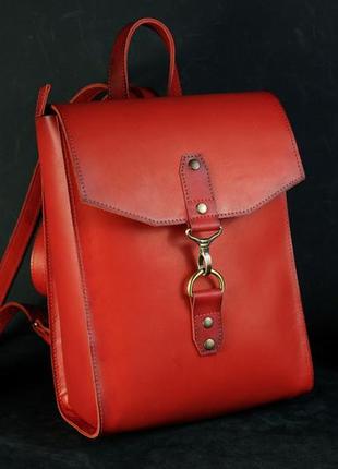 Женский кожаный рюкзак рига, натуральная кожа итальянский краст цвет красный