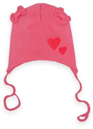 Шапка дитяча для дівчинки на зав'язках gabbi gsk-d-23-1/1 рожевий розмір 40/42 (13538)