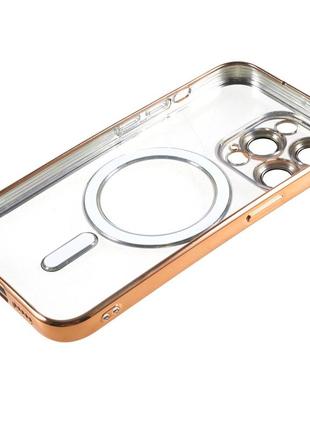Золотий чохол для iphone 12pro magsafe + скло в подарунок. із захисними лінзами на камеру5 фото