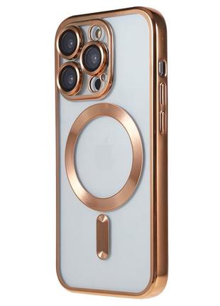 Золотой чехол для iphone 12pro magsafe + стекло в подарок. с защитными линзами на камеру3 фото