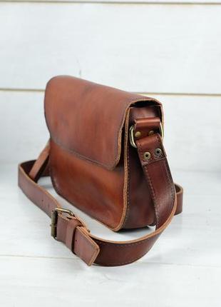 Женская кожаная сумка берти, натуральная кожа итальянский краст, цвет коричневий, оттенок вишня4 фото