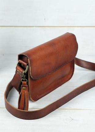 Женская кожаная сумка берти, натуральная кожа итальянский краст, цвет коричневий, оттенок вишня3 фото