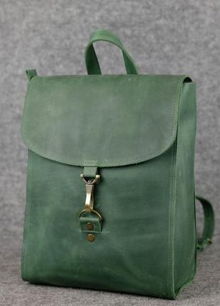 Женский кожаный рюкзак венеция, размер средний, натуральная винтажная кожа цвет зеленый