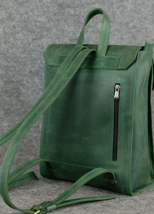 Женский кожаный рюкзак венеция, размер средний, натуральная винтажная кожа цвет зеленый3 фото