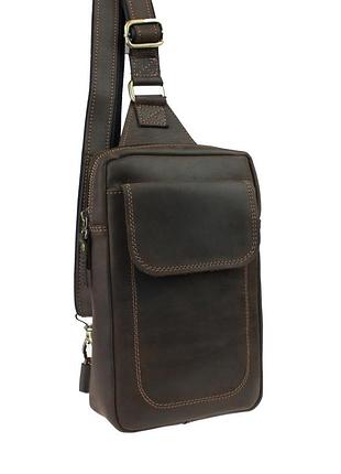 Сумка чоловіча слінг на плече бананка classic sling (темно-коричневий)