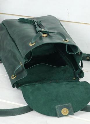 Женский кожаный рюкзак токио, размер средний, натуральная винтажная кожа цвет зеленый5 фото