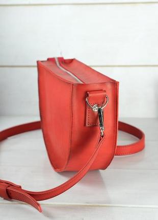 Женская кожаная сумка фуксия, натуральная кожа итальянский краст, цвет красный4 фото