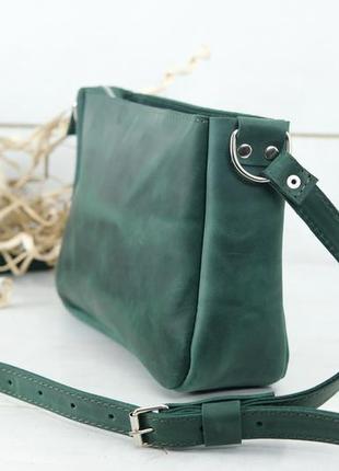 Женская кожаная сумка надежда, натуральная винтажная кожа, цвет зеленый4 фото