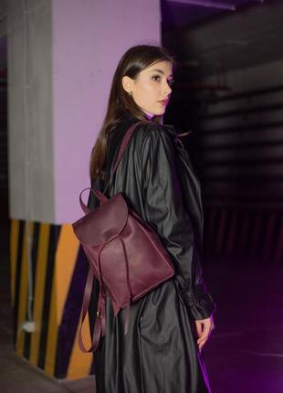 Жіночий шкіряний рюкзак токіо, розмір міні, натуральна вінтажна шкіра колір бордо