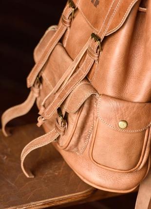 Шкіряний світло-коричневий унісекс рюкзак ictico a5 фото