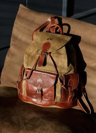 Кожаный светло-коричневый женский рюкзак faveo antea3 фото