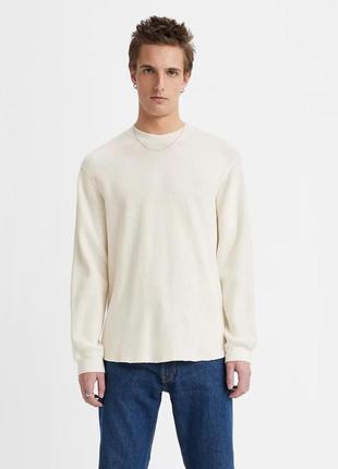 Базовый лонгслив levi’s relaxed fit thermal long sleeve white1 фото