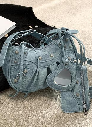 Жіноча сумка 8821 крос-боді джинсова блакитна3 фото