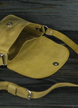 Женская кожаная сумка мия, натуральная винтажная кожа, цвет оливковый2 фото