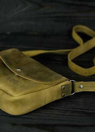 Женская кожаная сумка мия, натуральная винтажная кожа, цвет оливковый3 фото