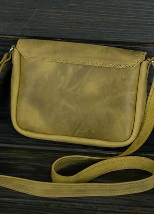 Женская кожаная сумка мия, натуральная винтажная кожа, цвет оливковый4 фото