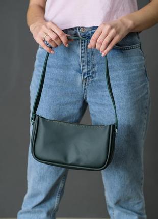 Жіноча шкіряна сумка джулс, натуральна шкіра grand, колір зелений1 фото
