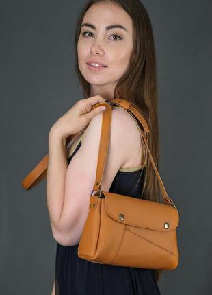 Жіноча шкіряна сумка френкі, натуральна шкіра grand, колір бурштин2 фото