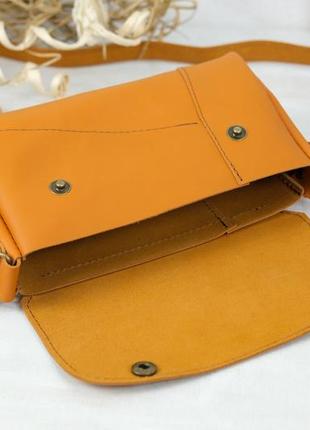 Жіноча шкіряна сумка френкі, натуральна шкіра grand, колір бурштин6 фото