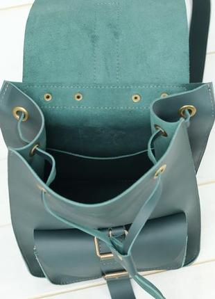 Жіночий шкіряний рюкзак флоренція, натуральна шкіра grand колір зелений6 фото