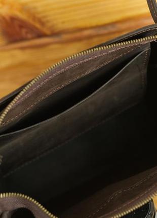 Женская кожаная сумка азия, натуральная винтажная кожа, цвет коричневый, оттенок шоколад6 фото