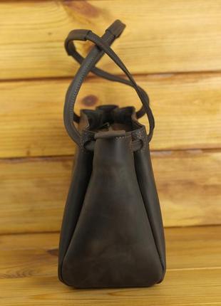 Женская кожаная сумка азия, натуральная винтажная кожа, цвет коричневый, оттенок шоколад3 фото