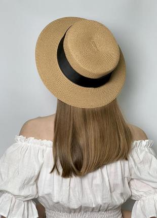 Капелюх  жіночий літній з стрічками темно бежевий 54-58 см sl210324 фото