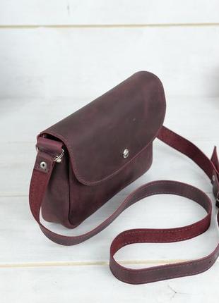 Женская кожаная сумка мия, натуральная винтажная кожа, цвет бордо3 фото