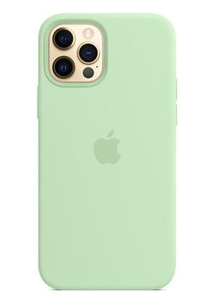 Чехол для iphone 12/12 pro silicone case full cover (фисташковый)