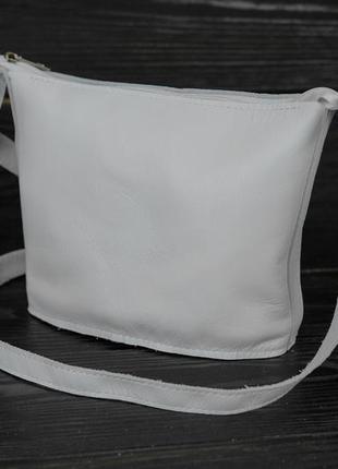 Женская кожаная сумка эллис хл, натуральная гладкая кожа, цвет белый3 фото