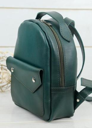 Жіночий шкіряний рюкзак сінгапур, натуральна шкіра італійський краст, колір зелений3 фото