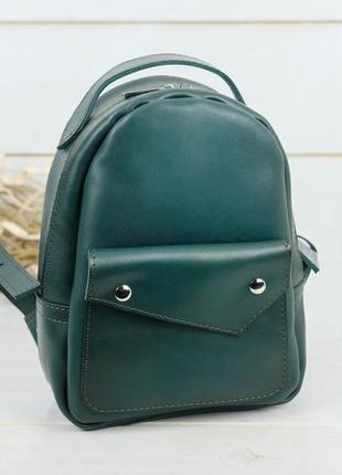 Жіночий шкіряний рюкзак сінгапур, натуральна шкіра італійський краст, колір зелений1 фото