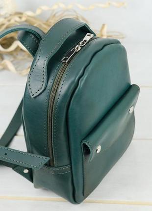 Жіночий шкіряний рюкзак сінгапур, натуральна шкіра італійський краст, колір зелений2 фото