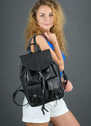 Женский кожаный рюкзак джейн, натуральная кожа итальянский краст цвет черный
