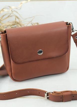 Женская кожаная сумка макарун, натуральная кожа итальянский краст, цвет коричневый2 фото