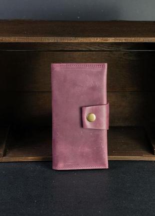 Женский кожаный кошелек skin engraving 18 см, натуральная винтажная кожа, цвет бордо1 фото