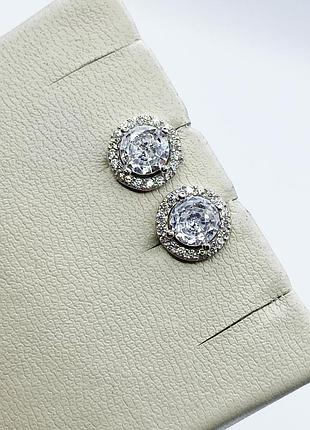 Сережки-пуссеты серебряные с кубическим цирконием 1,82 г