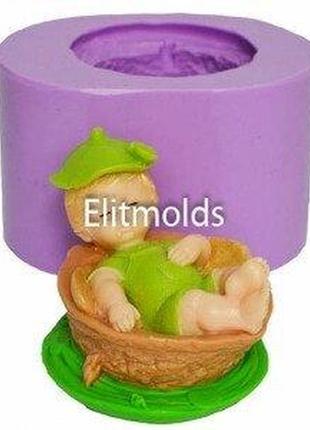 Силіконова форма лісовий ельф у горіховій шкаралупі 3d код/артикул 130 10736