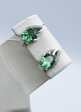 Сережки срібні з nano смарагдом 4,3 г