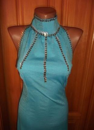 Платье вечернее синеголубое с разрезом коктельное диско распродажа р. xs2 фото