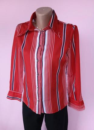 Блуза-рубашка женская в полоску без бренду красная5 фото