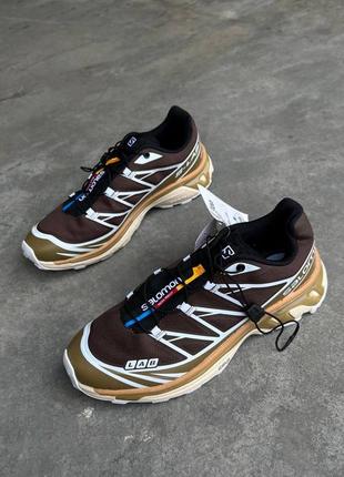 Мужские кроссовки коричневые в стиле salomon xt-6 kansaroo9 фото