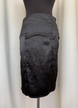 Готичная готическая юбка карандаш со шлейфом атлас2 фото