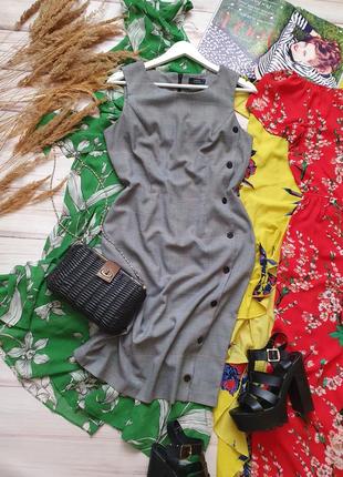 Деловое платье сарафан с пуговицами в клетку под рубашку1 фото