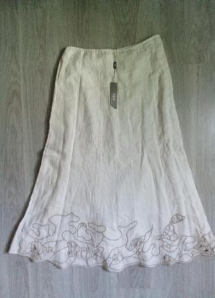 Брендовая новая красивая льняная юбка р.12.3 фото