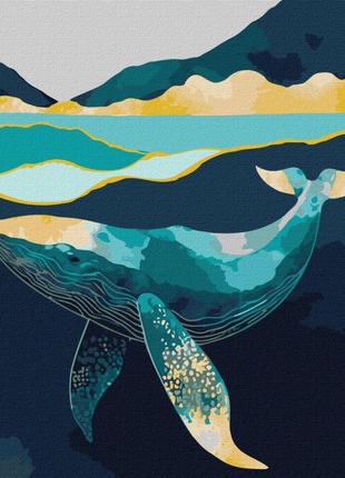 Картина за номерами "витончений кит" ©art_selena_ua ідейка kho6522 40х50 см з фарбами металік extra від lamatoys