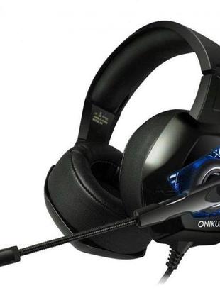 Ігрові навушники onikuma k6 з мікрофоном і led-підсвіткою, дротові, колір чорний