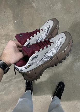 Мужские кроссовки reebok zig kinetica cordura grey burgundy